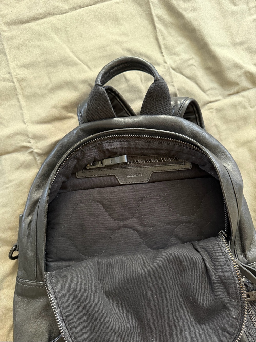 AllSaints Black Sheep Leather Backpack Men’s Laptop Travel Bag - Picture 4 of 5